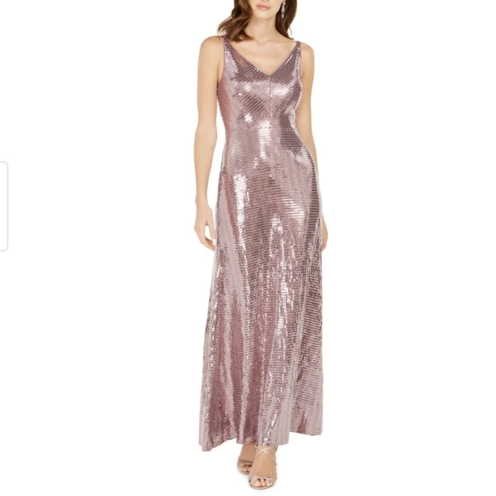 NWT Nightway Pink All Over Sequin Maxi Dress
